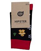 Life Calzini Hipster Motivo Omini di Pan di Zenzero Neri, taglia 43-46