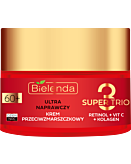 Bielenda Super Trio (Retinol + Vit C + Kolagen) Krem przeciwzmarszczkowy 60+ dzień/noc