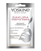 Yoskine Geisha Mask Srebrna maska na tkaninie, Sakura