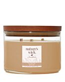 Woodwick Natures Wick Candela in Vetro con 3 Fili di Legno Golden Hay