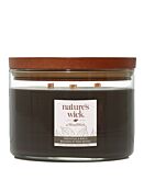 Woodwick Natures Wick Candela in Vetro con 3 Fili di Legno Firewood & Birch