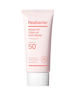 Real Barrier Peach Fit Tone-Up, Crema solare idratante con effetto illuminante SPF 50+ PA++++