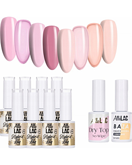 AlleLac Creamy French Zestaw 8 Lakierów Hybrydowych Do Paznokci 5g Baza Top