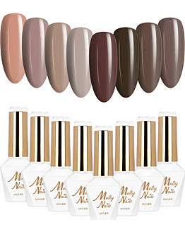 MollyNails Choco Dreams Zestaw 8 Lakierów Hybrydowych Do Paznokci 8g