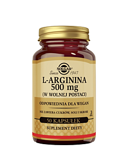 Solgar L-Arginina 500 mg, 50 Kapsułek