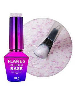 MollyNails Flakes Rubber Base Milk And Purple Mleczna Baza Kauczukowa Z Płatkami 10 g