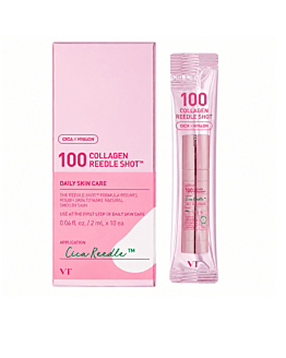 VT COSMETICS 100 COLLAGEN REEDLE SHOT , wygładzające serum z mikroigłami, kolagenem i kompleksem CICA, 2 ml * 10 szt