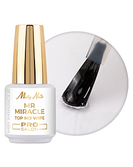 MollyNails Mr. Miracle Pro Salon Top No Wipe Do Lakierów Hybrydowych Nie Przyjmujący Pigmentu Clear 15 g