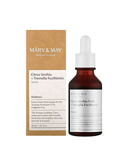 Mary&May Citrus Unshiu + Tremella Fuciformis Serum, 30 ml - Nawilżająco-rozjaśniające serum do twarzy