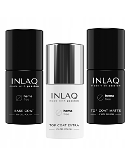 INLAQ Baza Hybrydowa, 6 ml + Top Hybrydowy Matowy, 6 ml + Nabłyszczający, 6 ml