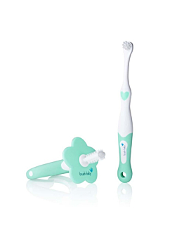 Brush-Baby My FirstBrush & Teether Set zestaw na ząbkowanie dla dzieci wieku 0-18m Mint