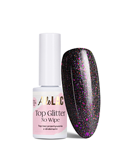 AlleLac Top Hybrydowy Glitter No Wipe Bez Przemywania Diva Z Kawałkami Drobinkami Brokatem 7g