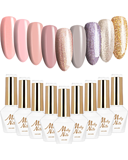 MollyNails Sensual Zestaw 9 Lakierów Hybrydowych Do Paznokci 8g