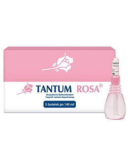 Tantum Rosa 1 mg/ml, Roztwór dopochwowy, 140 ml, 5 butelek