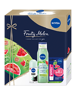 Nivea Zestaw Fruity Melon (Żel pod prysznic + Roll-On + Pomadka)