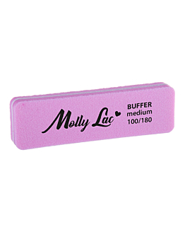 MollyLac Polerka Dwustronna Buffer Mini Szeroka Medium 100/180 Różowa