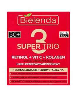 Bielenda Super Trio (Retinol + Vit C + Kolagen) Krem przeciwzmarszczkowy 50+ dzień/noc