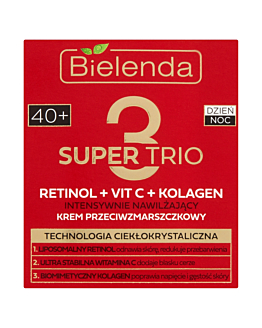Bielenda Super Trio (Retinol + Vit C + Kolagen) Krem przeciwzmarszczkowy 40+ dzień/noc