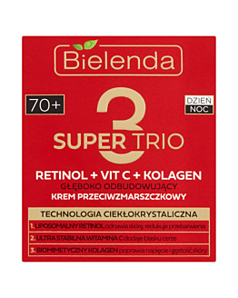 Bielenda Super Trio (Retinol + Vit C + Kolagen) Krem przeciwzmarszczkowy 70+ dzień/noc