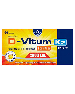 D-Vitum Forte 2000 j.m. + K2 MK-7, Witaminy D i K dla dorosłych, Kapsułki 60 szt.
