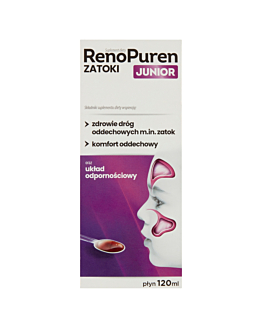 RenoPuren Zatoki Junior, Płyn na drogi oddechowe, Dla dzieci od 3. roku życia i dorosłych, 120 ml
