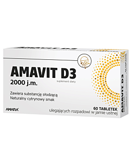 Amavit D3 2000 j.m, Tabletki ulegające rozpadowi w jamie ustnej, 60 sztuk