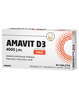 Amavit D3 Max 4000 j.m., Tabletki ulegające rozpadowi w jamie ustnej, 60 sztuk