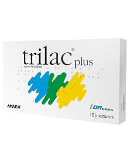 Trilac Plus, Suplement diety zawierający żywe kultury bakterii, 10 kapsułek