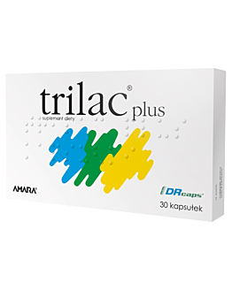 Trilac Plus, Suplement diety zawierający żywe kultury bakterii, 30 kapsułek