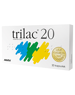 Trilac, Suplement diety zawierający żywe kultury bakterii, 20 kapsułek