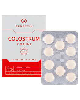 Genactiv Colostrum z Maliną Preparat wzmacniający odporność Tabletki do ssania