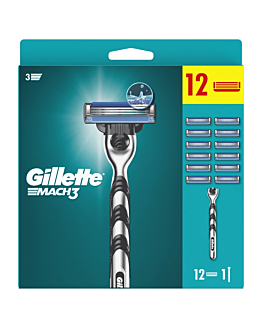 Gillette Mach3 Rasoio + 12 Lame di Ricambio
