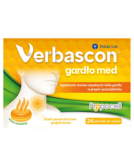 Verbascon Gardło Med, Pastylki do ssania, Smak pomarańczowo-grejpfrutowy