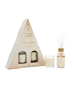 La Casa de los Aromas Glowing Elegance zestaw patyczki zapachowe Jabłko i Cynamon, 95ml + świeca zapachowa Jabłko i Cynamon, 120g