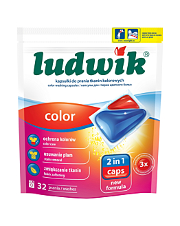 Ludwik Color 2 in 1 Kapsułki do prania tkanin kolorowych, 32 szt.