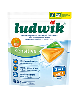 Ludwik Sensitive 2 in 1 Caps Kapsułki do prania tkanin białych i kolorowych, 32 szt.