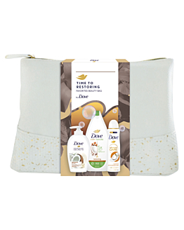 Dove Zestaw Local Gift Restoring + kosmetyczka (Shower Gel + Deo 