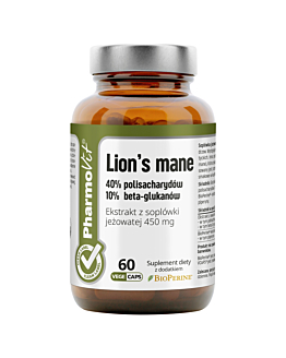 PharmoVit Clean Label Lion's Mane Ekstrakt z soplówki jeżowatej 450 mg Kapsułki