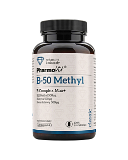Pharmovit B-50 Methyl B-Complex Max+, 120 kaps.