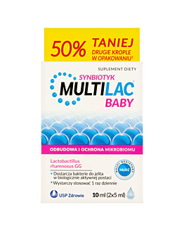 Multilac Baby Krople dla dzieci od 2. miesiąca życia, Synbiotyk (probiotyk + prebiotyk)