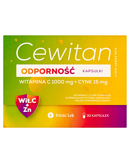 Cewitan Odporność, Suplement diety zawierający witaminę C i cynk, Kapsułki 