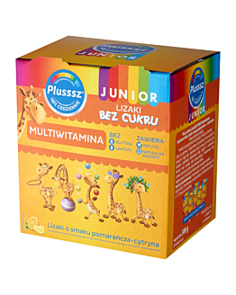 Plusssz Junior Multiwitamina Lizaki Bez Cukru, Smak pomarańcza-cytryna