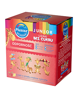 Plusssz Junior Odporność, Lizaki bez cukru, Smak malina-dzika róża
