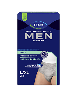 Tena Men Active Fit Pants Normal Kolor szary 95-130 cm Rozmiar L/XL, 30 sztuk