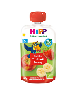 Hipp BIOMus Owocowy Jabłka-Truskawki-Banany Po 6 Miesiącu