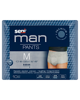 Seni Man Pants, Majtki chłonne dla mężczyzn, Kolor szary, 80-110cm, Medium