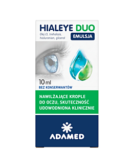 Hialeye Duo Emulsja, Nawilżające krople do oczu, Bez konserwantów, 10 ml