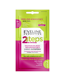 Eveline 2 Steps To Beauty Oczyszczająco-detoksykujący zabieg 2-etapowy, 2x4ml