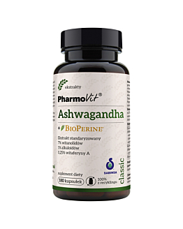 Pharmovit Ashwagandha + Bioperine, 180 kaps.