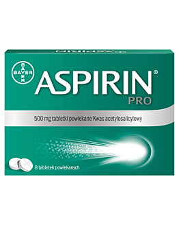 Aspirin Pro 500 mg, 8 Tabletek powlekanych